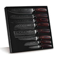 Syvek Japanese Damascus 8-Piece Set – Crimson Pakkawood Edition