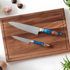 Syvek Japanese Damascus 7-Piece Set - Deep Sea and Wood Edition