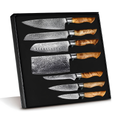 Syvek Japanese Damascus 7-Piece Set - Belgian wood edition
