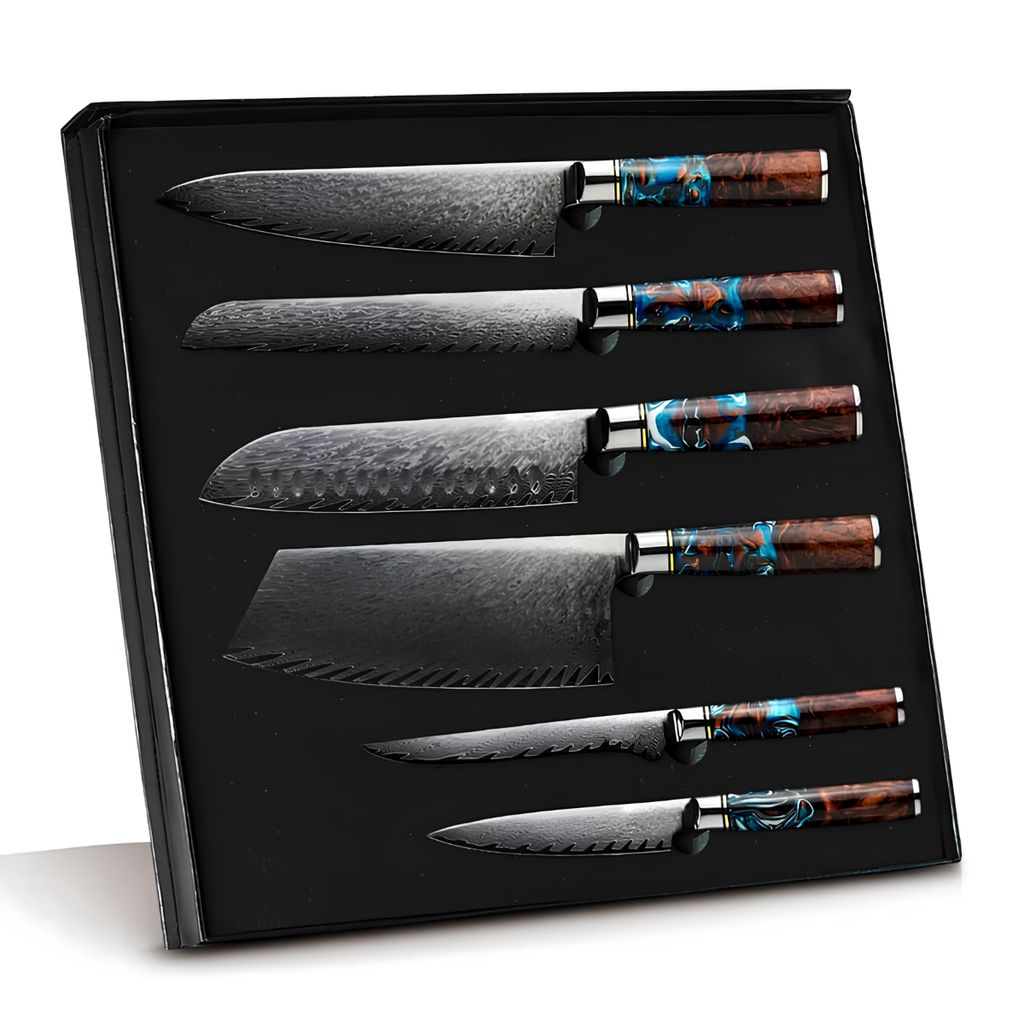 Syvek Japanese Damascus 6-Piece Set - Celtic Wood Edition