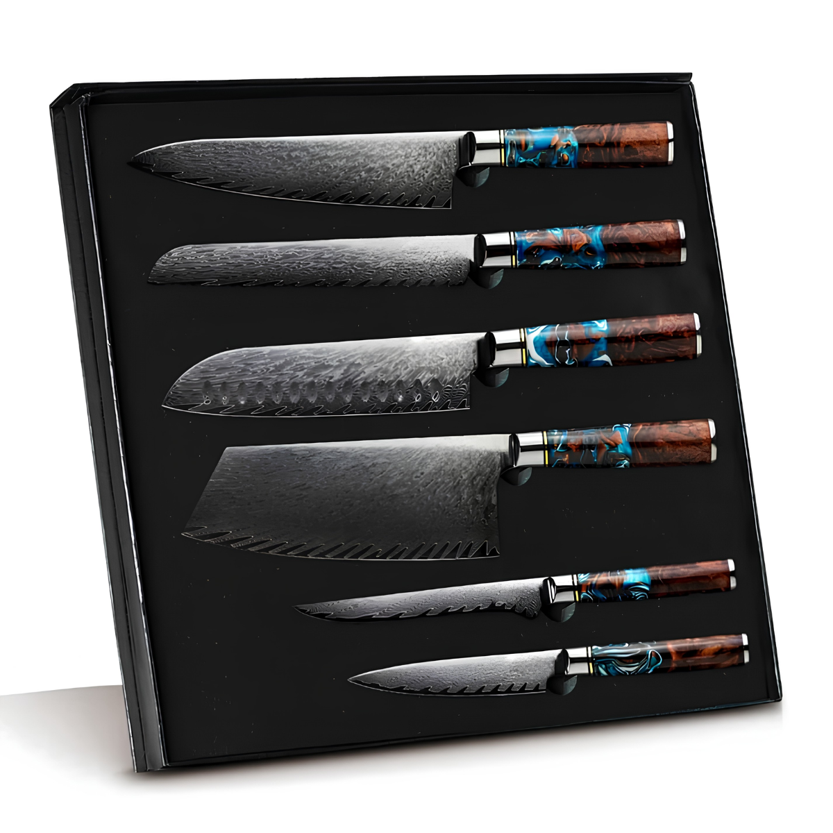 Syvek Japanese Damascus 6-Piece Set - Celtic Wood Edition