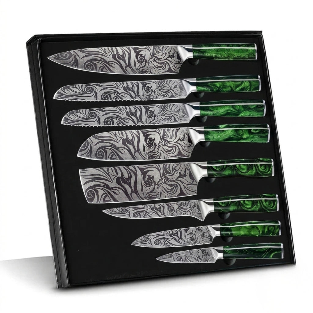 Syvek Japanese Damascus 8-Piece Set – Sidória Green Edition