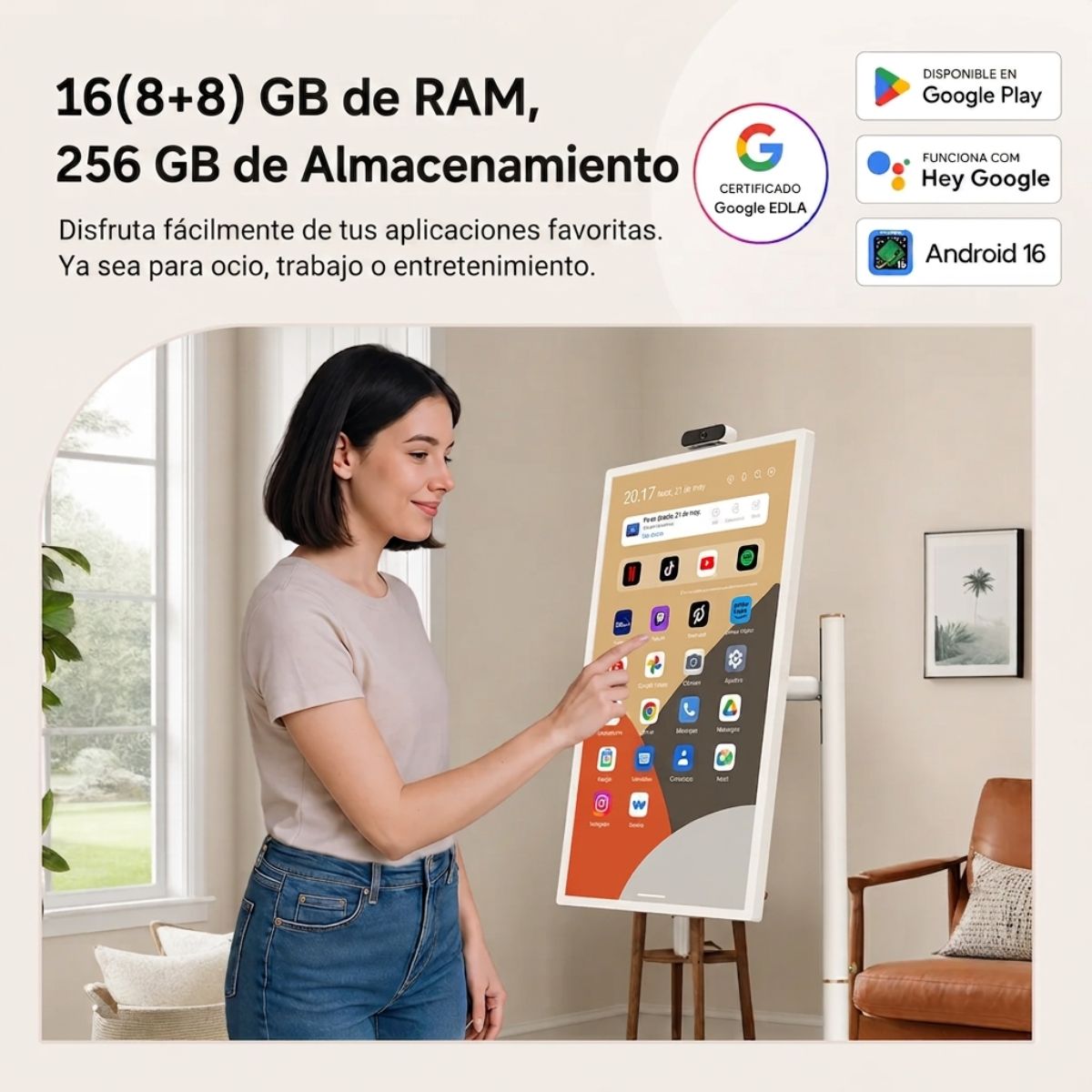 Smart TV portátil con pantalla táctil, 16 GB de RAM, 4K UHD, 32"