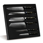 Syvek Japanese Damascus 6-Piece Set - Charcoal and Gold Edition