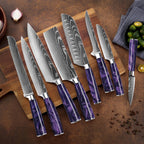 Syvek Japanese Damascus 8-Piece Set – Amethyst Stone Edition