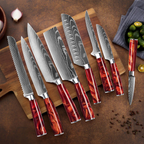 Syvek Japanese Damascus 8-Piece Set – Tobacco Red Edition