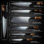 Syvek Japanese Damascus 6-Piece Set - Black Oak Edition