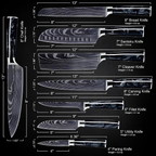 Syvek Japanese Damascus 8-Piece Set – Black Resin Edition