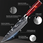 Syvek Japanese Damascus 8-Piece Set – Tobacco Red Edition