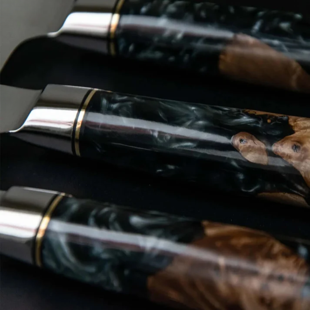 Syvek Japanese Damascus 6-Piece Set - Black Oak Edition