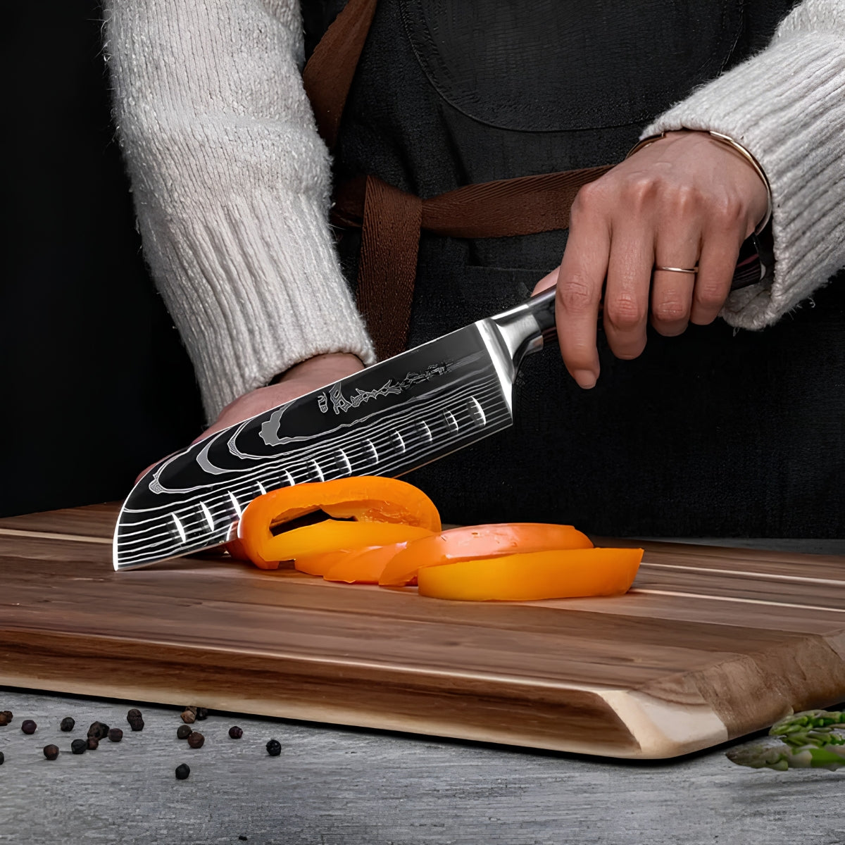 Syvek Japanese Damascus 8-Piece Set – Crimson Pakkawood Edition