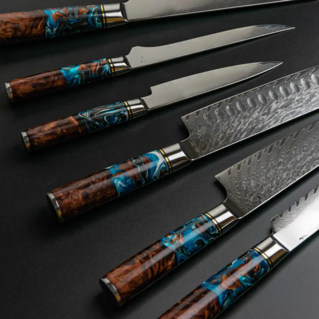 Syvek Japanese Damascus 6-Piece Set - Celtic Wood Edition