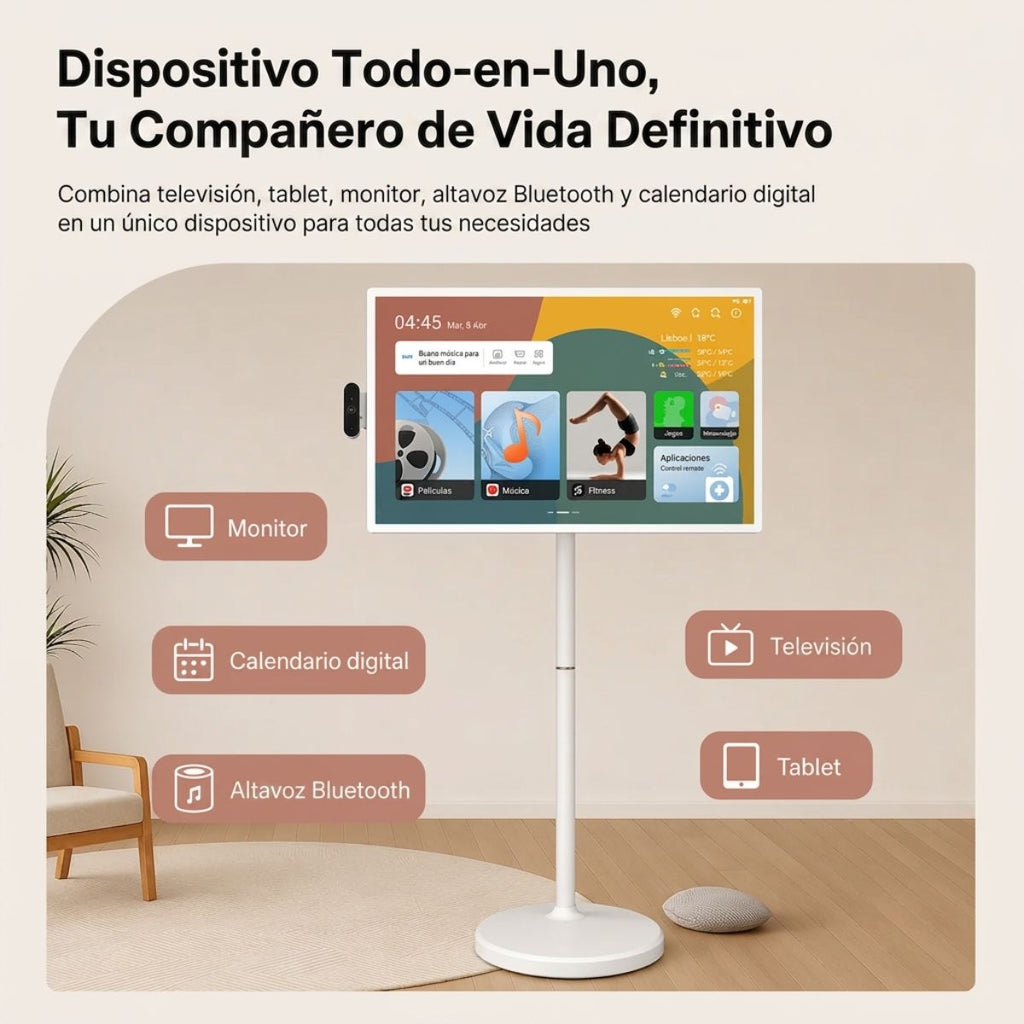 Smart TV portátil con pantalla táctil, 16 GB de RAM, 4K UHD, 32"