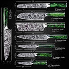 Syvek Japanese Damascus 8-Piece Set – Sidória Green Edition