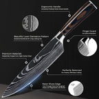 Syvek Japanese Damascus 8-Piece Knife Set