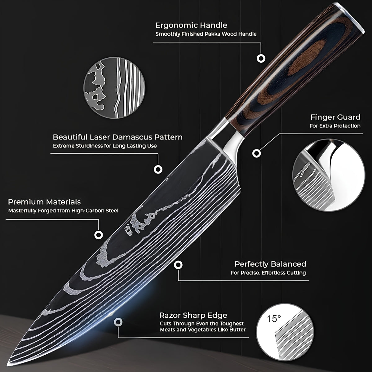 Syvek Japanese Damascus 8-Piece Set – Crimson Pakkawood Edition