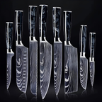 Syvek Japanese Damascus 8-Piece Set – Black Resin Edition