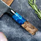 Syvek Japanese Damascus 7-Piece Set - Deep Sea and Wood Edition