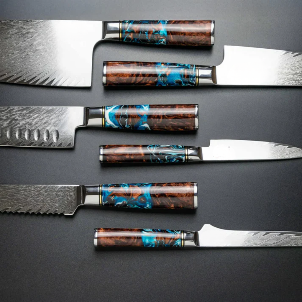 Syvek Japanese Damascus 6-Piece Set - Celtic Wood Edition