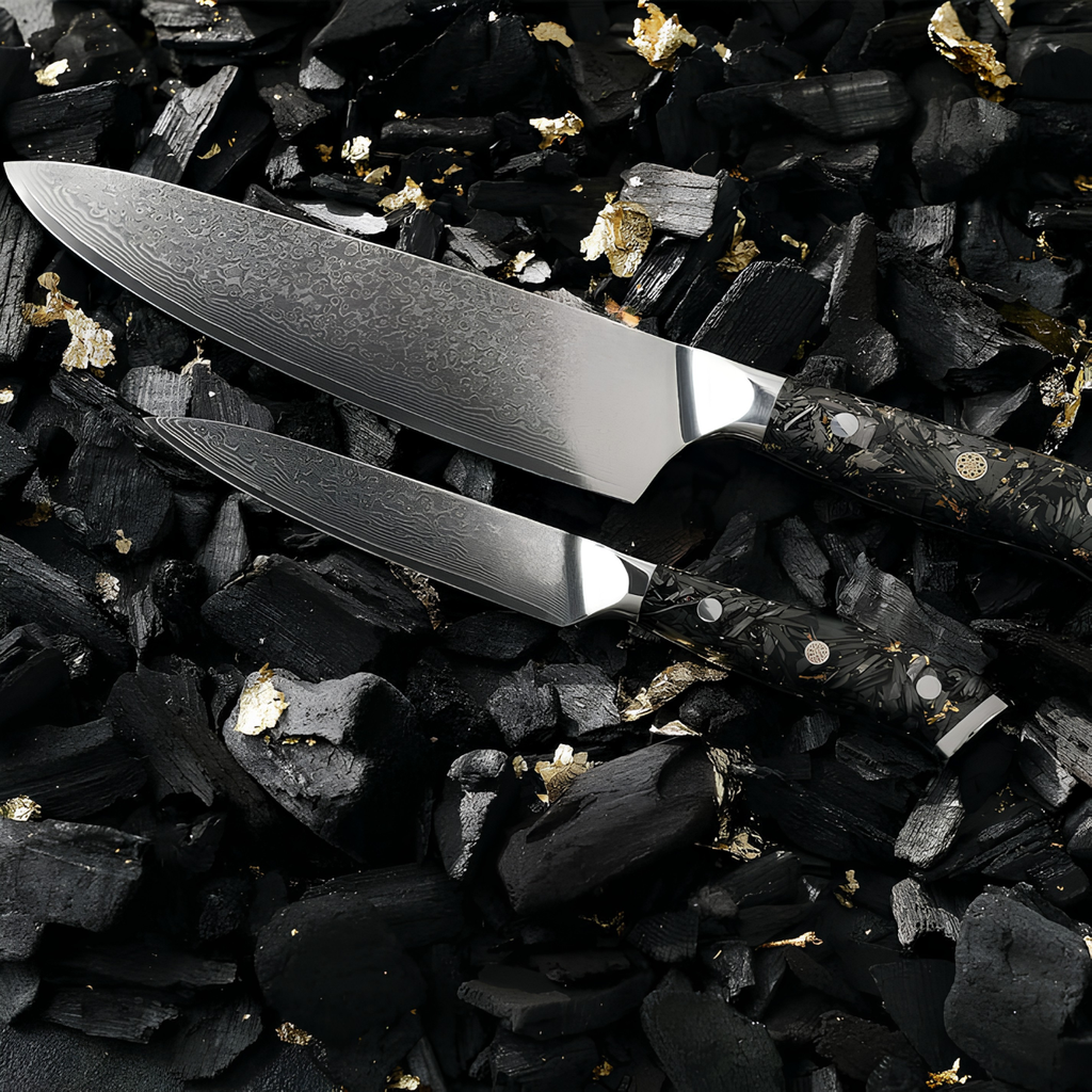 Syvek Japanese Damascus 6-Piece Set - Charcoal and Gold Edition