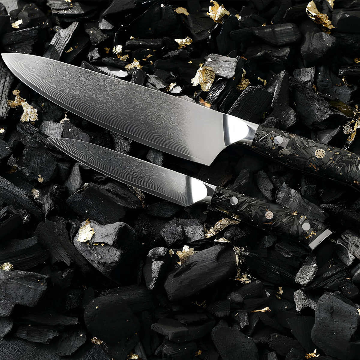 Syvek Japanese Damascus 6-Piece Set - Charcoal and Gold Edition