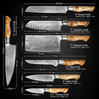 Syvek Japanese Damascus 7-Piece Set - Belgian wood edition
