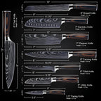 Syvek Japanese Damascus 8-Piece Knife Set