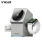 Cargador inalámbrico 3 en 1 con base de teléfono giratoria automática compatible con MagSafe para iPhone Apple Watch Ultra 2 Airpods