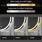 Espejo redondo inteligente para maquillaje, espejo de baño con luz LED ajustable de 3 colores, multifunción, con Altavoz Bluetooth, 50CM/60cm