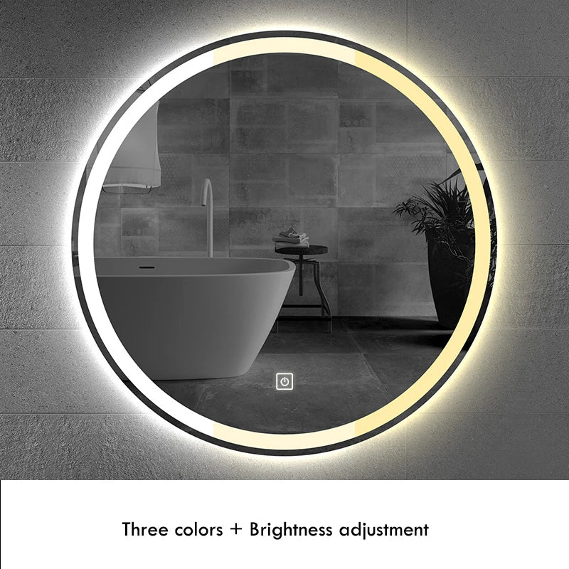 Espejo redondo inteligente para maquillaje, espejo de baño con luz LED ajustable de 3 colores, multifunción, con Altavoz Bluetooth, 50CM/60cm