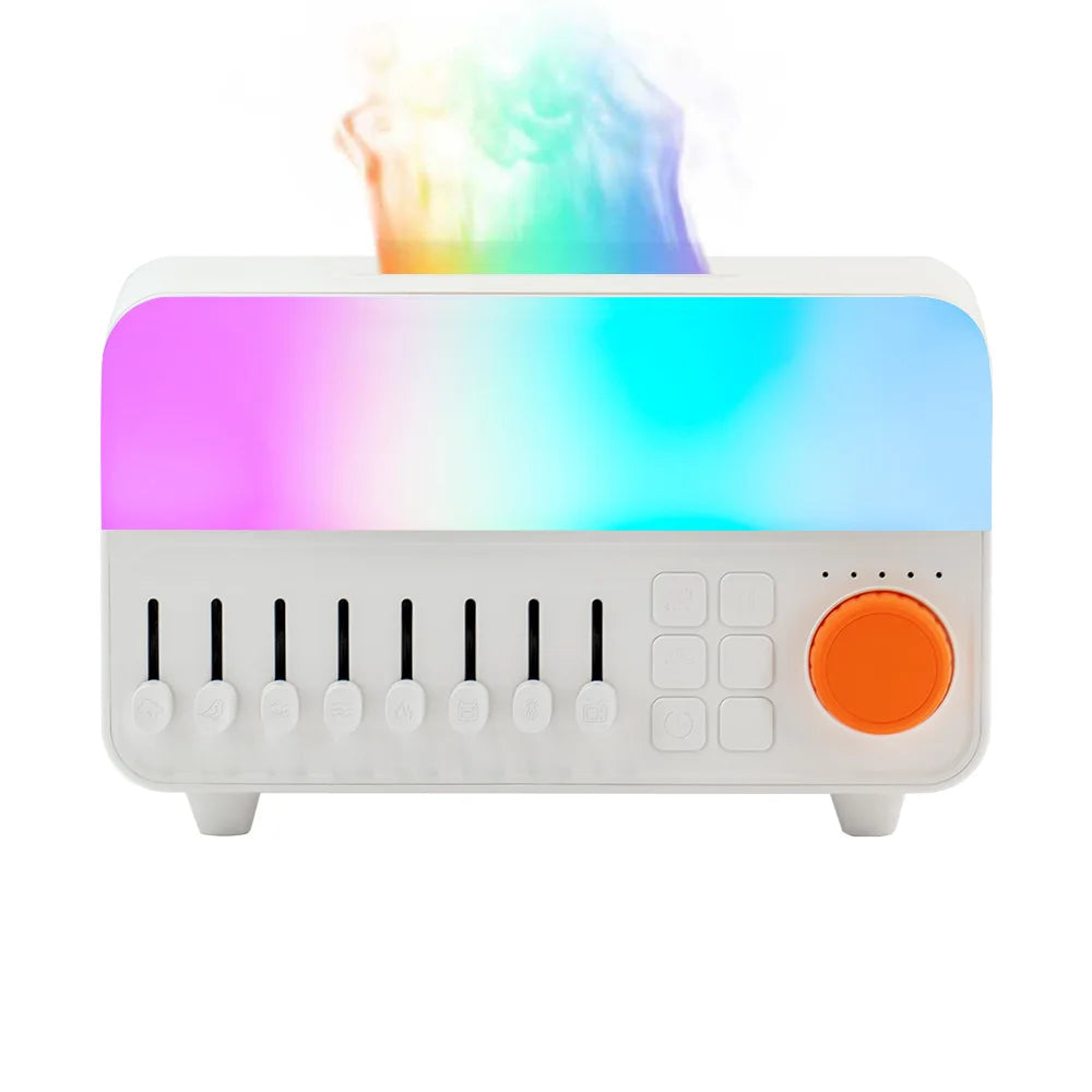 Humidificador de Aromaterapia con Ruido Blanco Retro, Luz RGB, Altavoz Bluetooth, Ayuda para Dormir, Difusor de Vapor Frío Ultrasónico para Dormitorio
