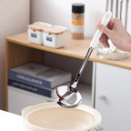 Juego de utensilios de cocina de acero inoxidable con mango de cerámica, 7 piezas, cucharón para sopa, freír, espátula, cuchara coladora, accesorios de cocina
