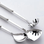 Juego de utensilios de cocina de acero inoxidable con mango de cerámica, 7 piezas, cucharón para sopa, freír, espátula, cuchara coladora, accesorios de cocina