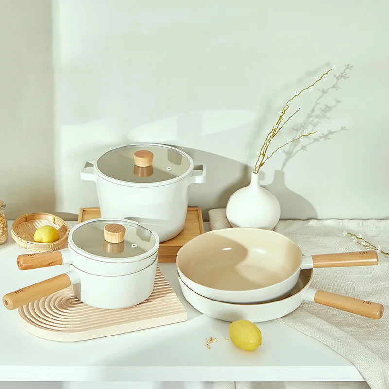 Sartén antiadherente de cerámica coreana, olla de leche Wok, sartén antiadherente, cocina de inducción, estufa de Gas, sartén de cocina Universal para cocinar