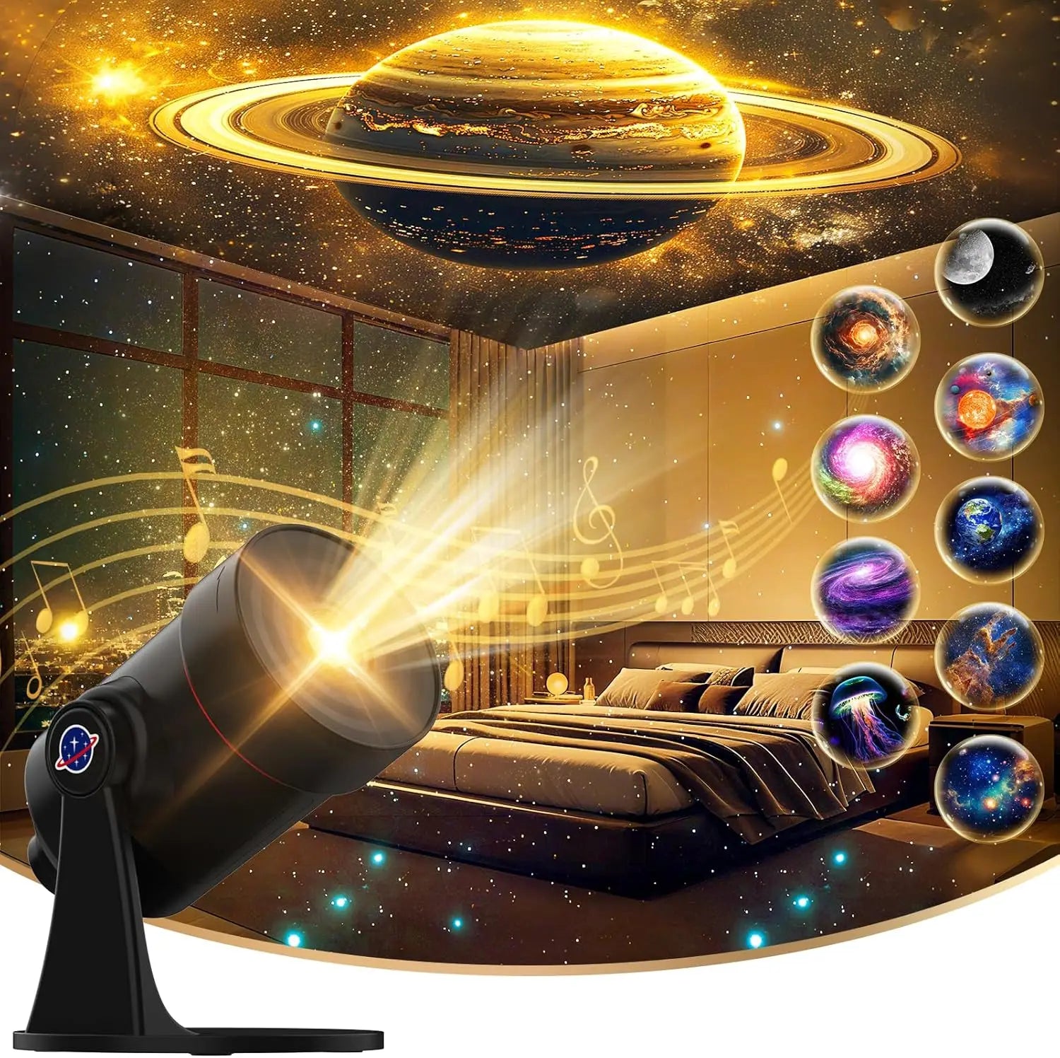 Proyector Galaxy 4K con Aurora Giratoria - Luz de Cielo Estrellado HD, Temporizador/Enfoque Ajustables, 10 Discos de Estrellas, Regalo Perfecto para Decoración del Hogar