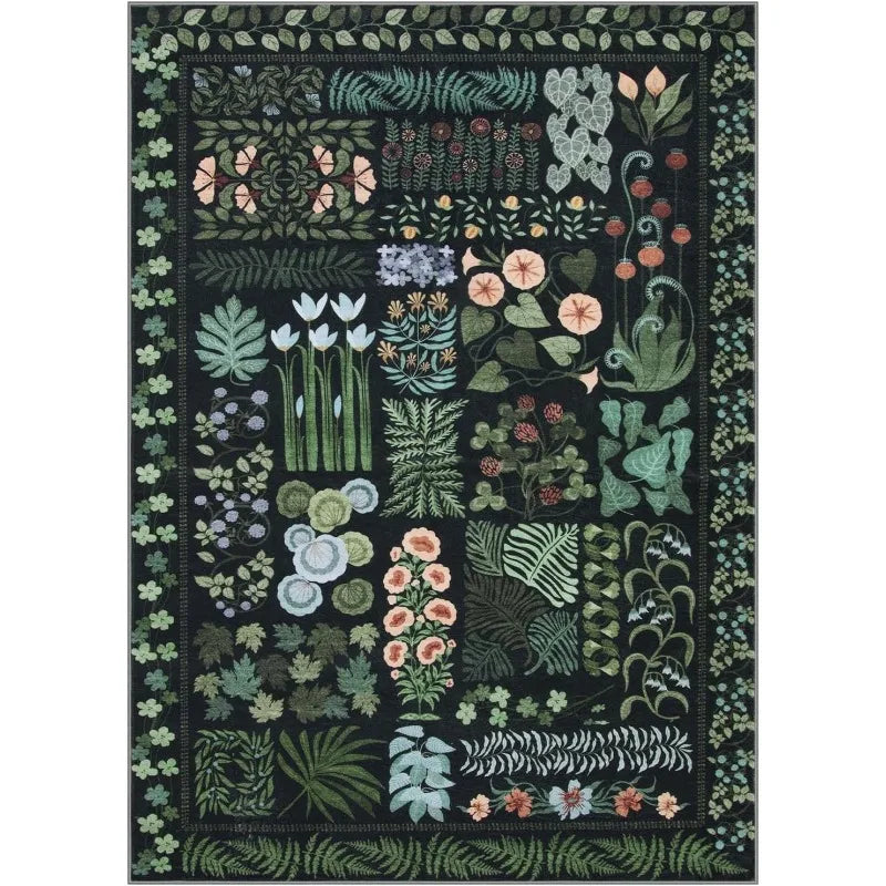 Alfombra para sala de estar, alfombra Floral botánica lavable para dormitorio, mesita de noche, alfombra suave antideslizante para mesa de centro, decoración del hogar