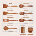 9 cucharas de madera para cocinar, utensilios de madera para cocinar con soporte para utensilios, juego de utensilios de cocina de madera de teca