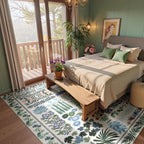 Alfombra para sala de estar, alfombra Floral botánica lavable para dormitorio, mesita de noche, alfombra suave antideslizante para mesa de centro, decoración del hogar