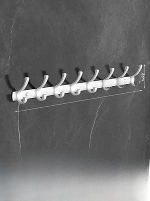 【Blanco Cremoso】Estante de 8 Ganchos Cola de Fénix ● (Incluye Adhesivo sin Perforación y Kit de Tornillos para Perforación)
