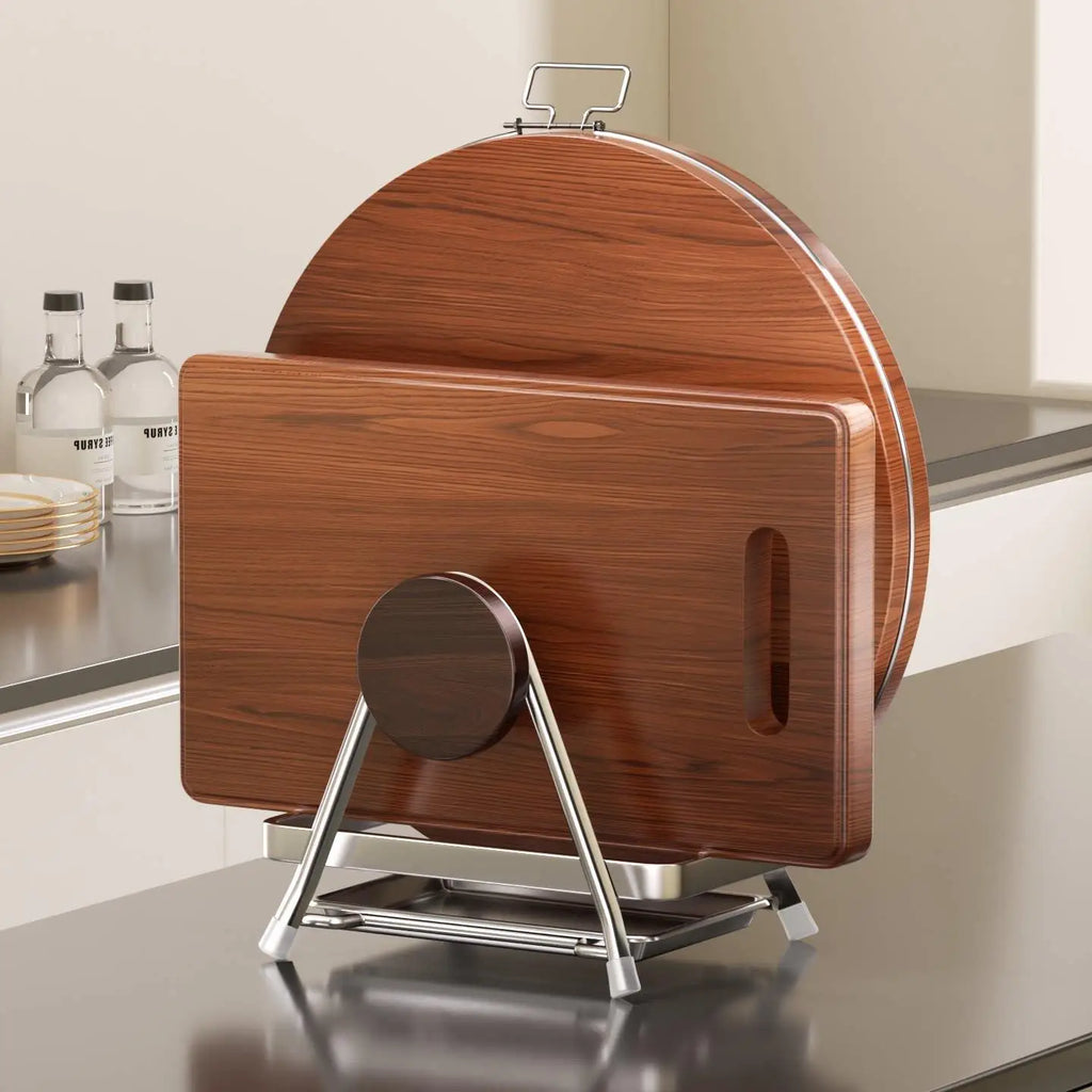 Soporte Multifuncional para Tabla de Cortar de Cocina, Organizador de Tapas de Ollas, Triangular, de Acero Inoxidable, Imperm...