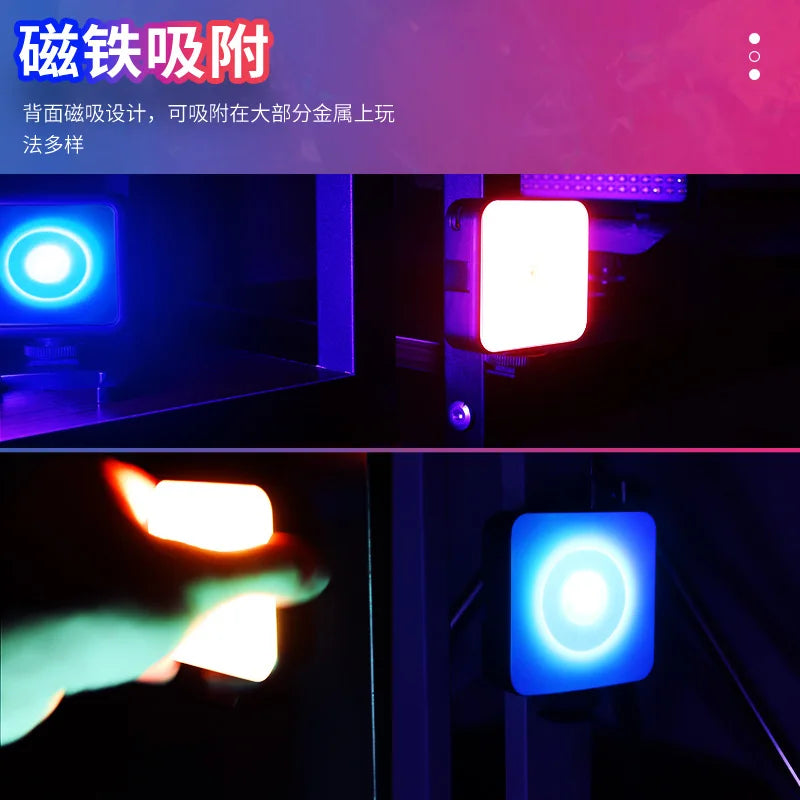 Mini Lámpara de Bolsillo Magnética RGB con Proyección de Atardecer Ajustable, Luz Ambiental Portátil para Transmisiones en Vivo y Grabación con Teléfono
