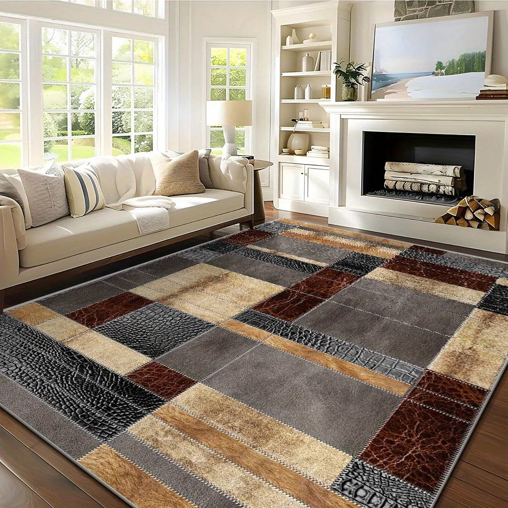 VIKAMA Alfombra grande moderna de lujo con estampado, antideslizante y lavable, para decoración del hogar en la sala de estar y el dormitorio-dsj