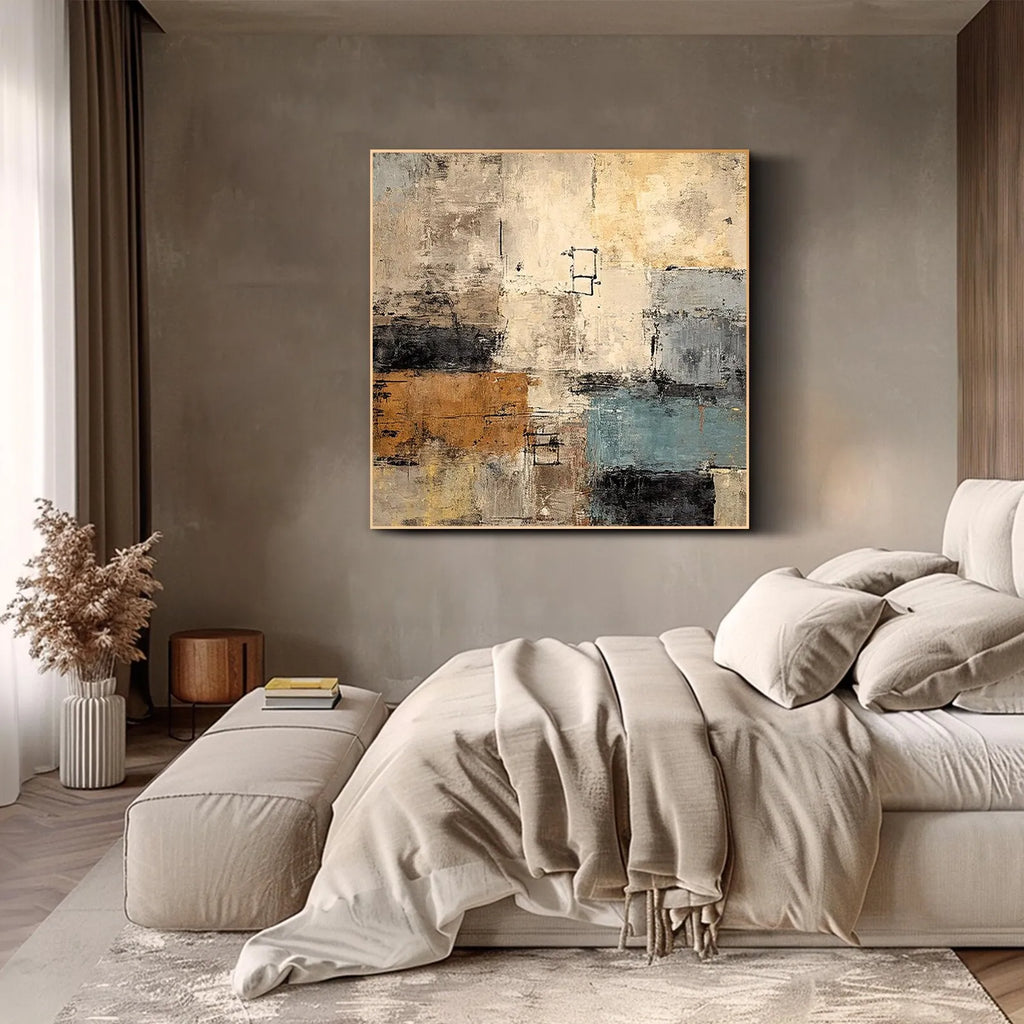 Pintura al Óleo Original Hecha a Mano Contemporánea de Mhemyo sobre Lienzo, Arte Abstracto Texturizado Boho Moderno para Decoración de Pared de Sala de Estar