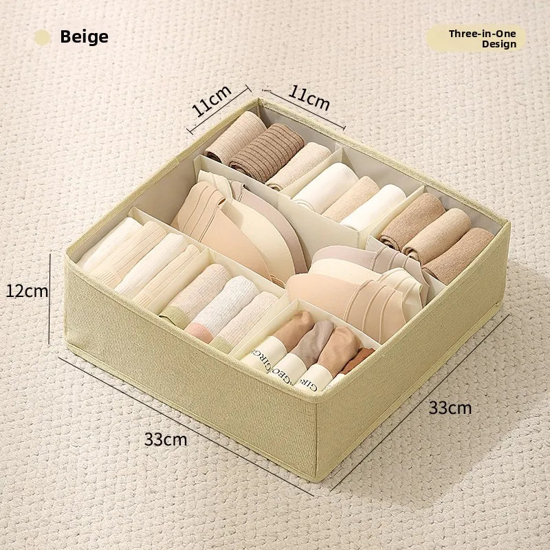 Caja Organizadora Tres en  para Ropa Interior y Calcetines, Caja de Almacenamiento para Armario, con Compartimentos Dividi...