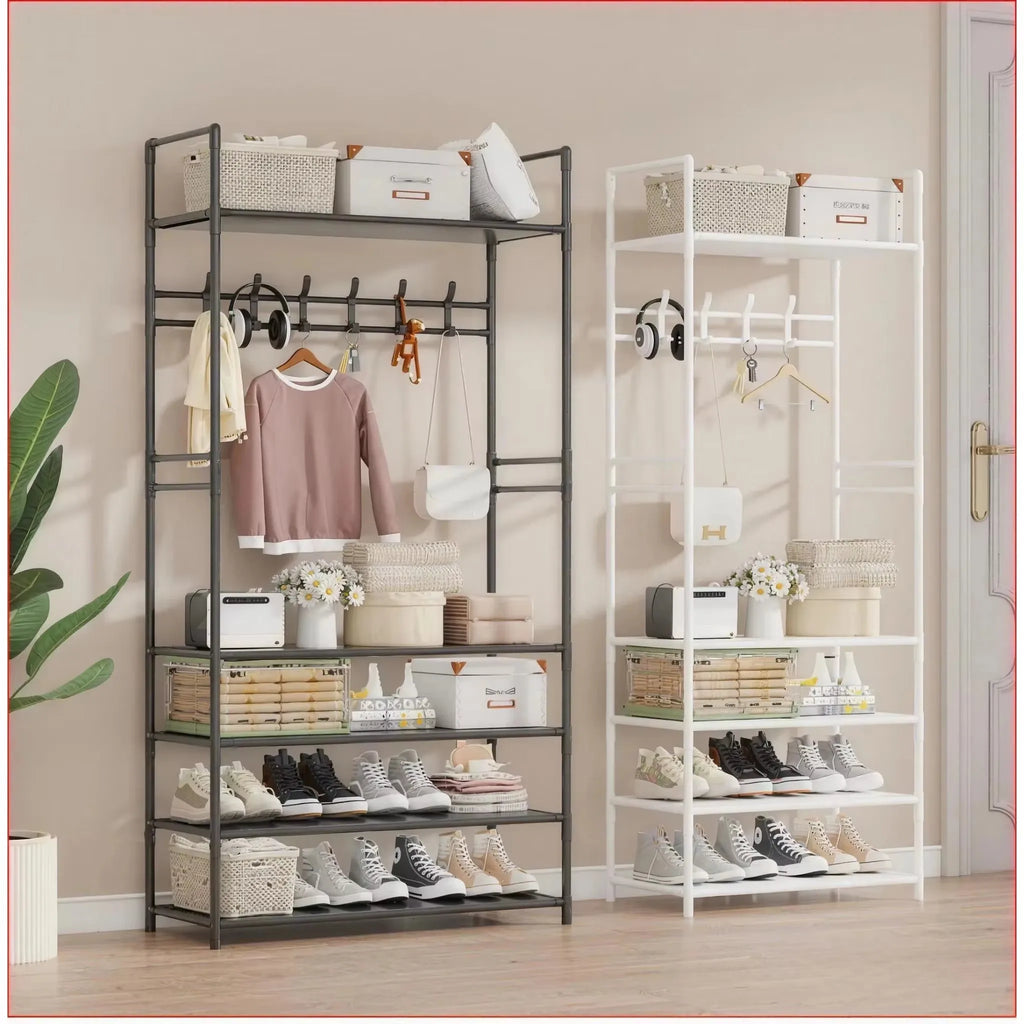 Zapatero Multifuncional, Organizador de Ropa de Múltiples Niveles, Estante para Ahorrar Espacio en la Sala de Estar, Perchero Simple para Almacenamiento de Zapatos