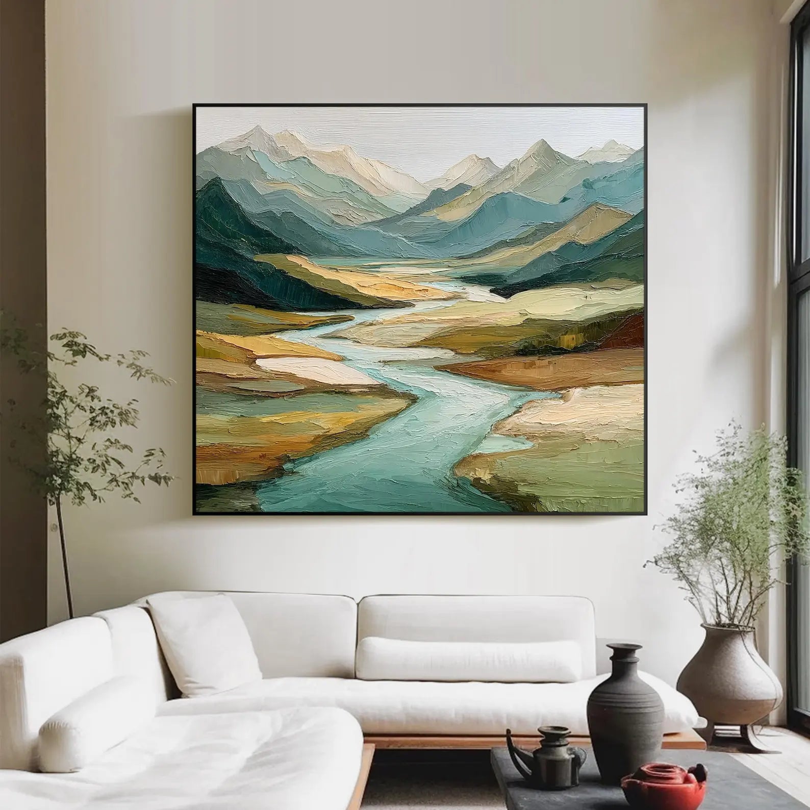 Pintura al Óleo Original Hecha a Mano Contemporánea de Mhemyo sobre Lienzo, Arte Abstracto Texturizado Boho Moderno para Decoración de Pared de Sala de Estar