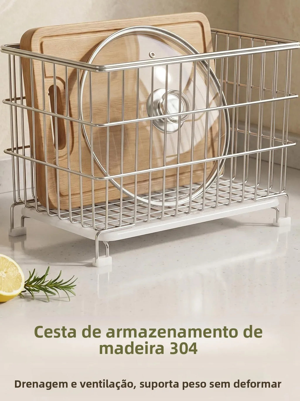 Soporte para Tabla de Cortar de Cocina de Acero Inoxidable, Escurridor de Platos Multifuncional para Encimera, Cesta de Almac...