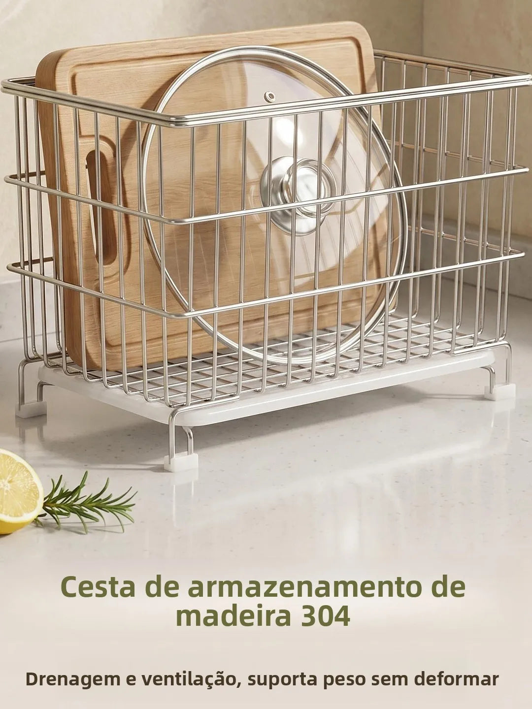 Soporte para Tabla de Cortar de Cocina de Acero Inoxidable, Escurridor de Platos Multifuncional para Encimera, Cesta de Almac...