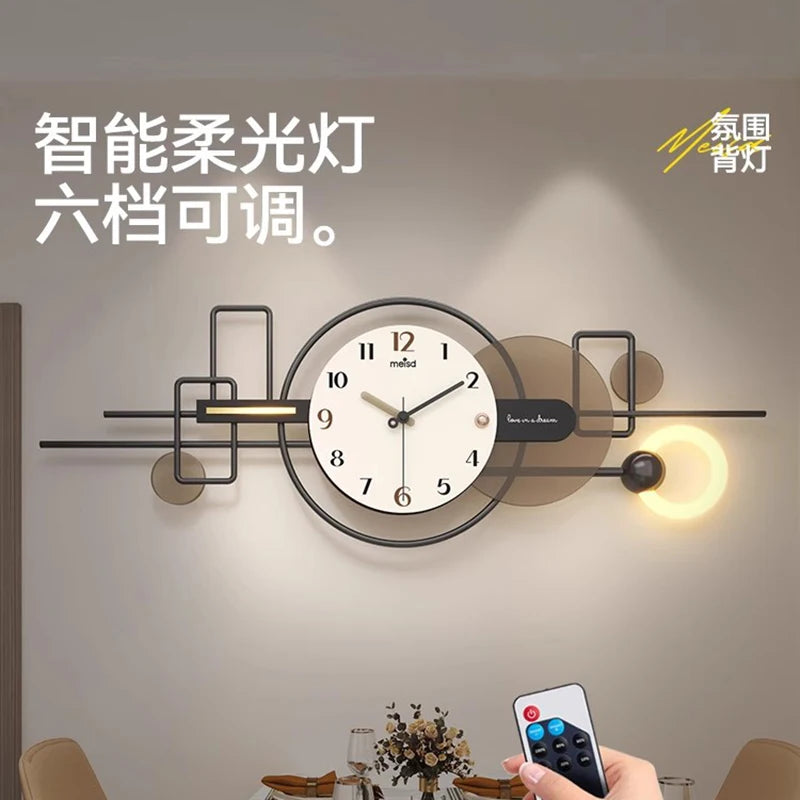 Reloj de pared minimalista de lujo, silencioso, sin tictac, decoración moderna para comedor y sala de estar, diseño de pintura de pared de arte abstracto