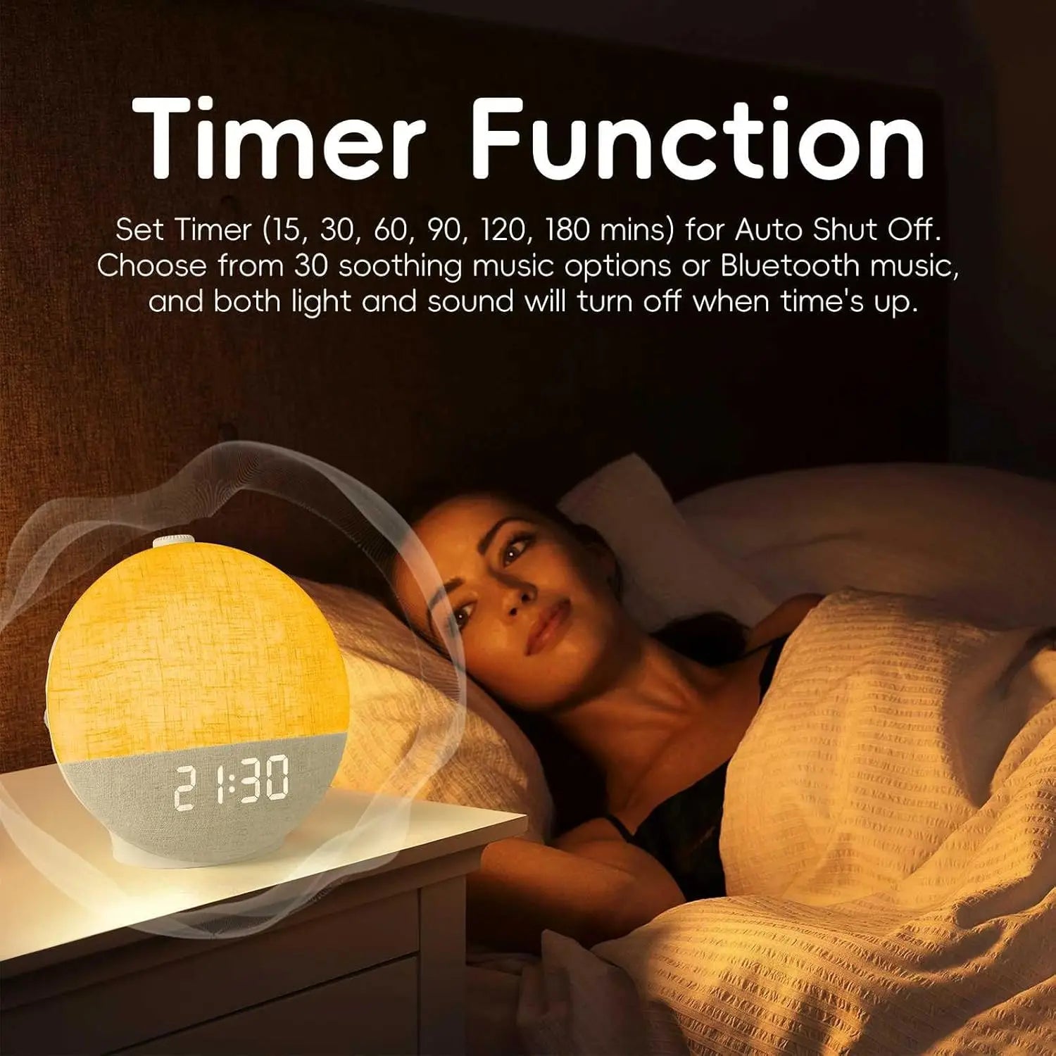 Reloj despertador Sunrise, máquina de sonido con ruido blanco, luz de despertador, 30 sonidos para dormir, Altavoz Bluetooth, luz nocturna para dormitorio, regalo Ideal